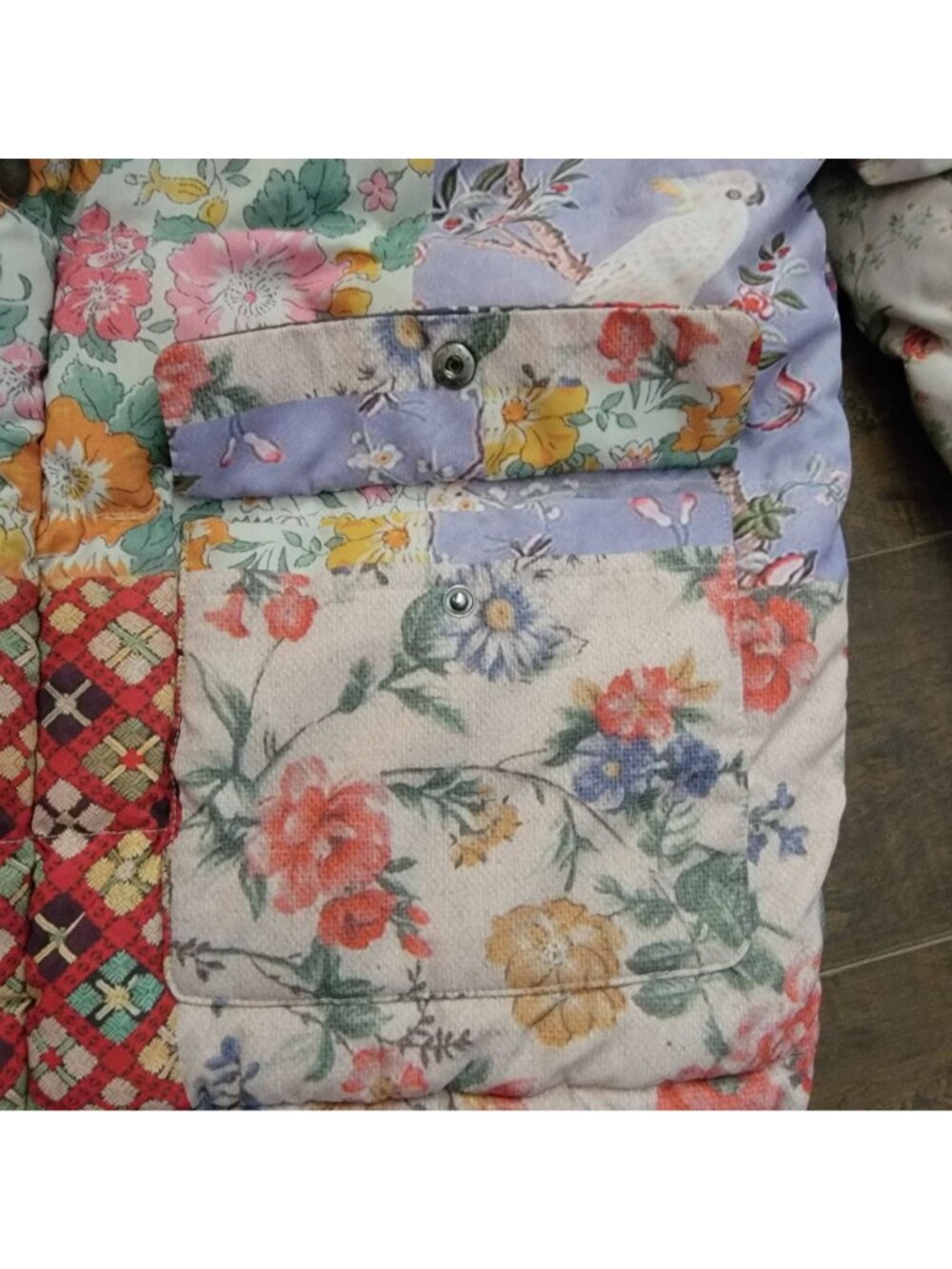Free People Found Multi Print Garden Puffer Jacket Vintage Patchwork Womens S - Picture 7 of 11